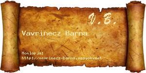 Vavrinecz Barna névjegykártya